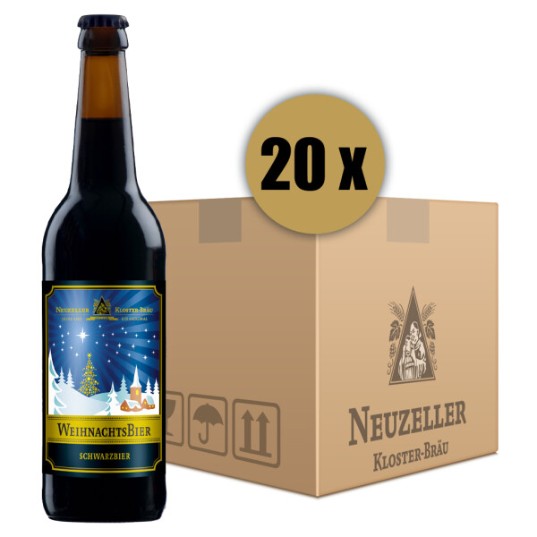 Karton Weihnachts Bier Schwarzbier mit 20 Flaschen je 0,5 Liter