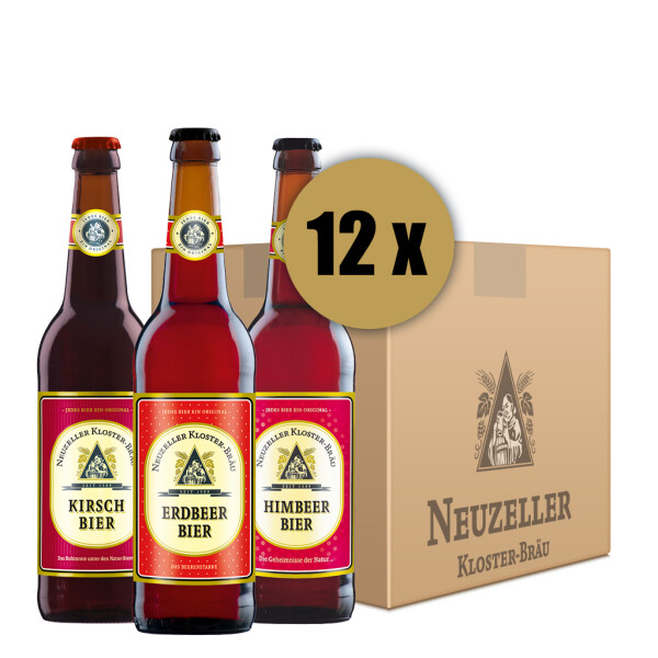 Mix-Karton (je 4 Flaschen Kirsch-Himbeer-Erdbeer Bier